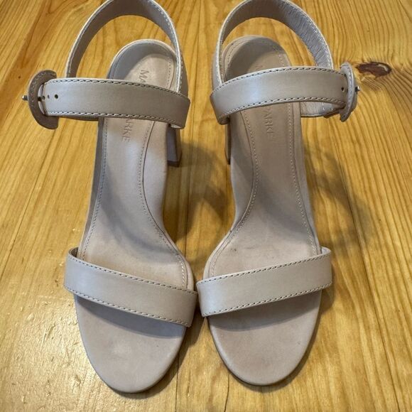 Marion Parke Strappy Leather Sandal Block Heel Nude Tan Women’s EUR 38.5 / US 8 - Picture 2 of 11